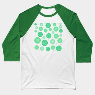 Round green snowflakes pattern Baseball T-Shirt